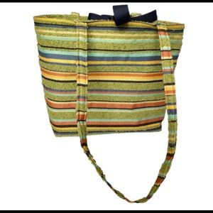 NWOT retro striped purse bag tote green upholstery